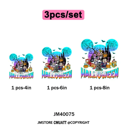 Nightmare on Main Street Pumpkin Spooky Halloween Cartoon Season Iron on DTF Heat Transfers Stickers Ready to Press for Hoodies