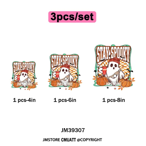 Funny Halloween Quotes Ghouls Stay Spooky Creep It Real Iron on DTF Washable Transfers Stickers Ready to Press for T-shirts Bags