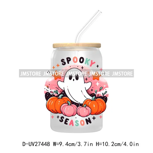 Trick or Teach Ghouls Halloween UV DTF Transfer Stickers Decals For Libbey Cold Cups Mugs Tumbler Waterproof Label Spooky Season