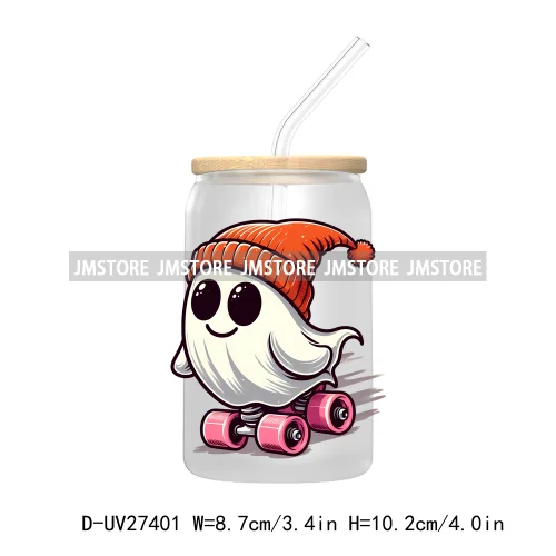 Cute Bougie Ghost Boo Halloween UV DTF Transfer Stickers Decals For Libbey Cold Cup Mug Tumbler High Quality Fall Pumpkin Season