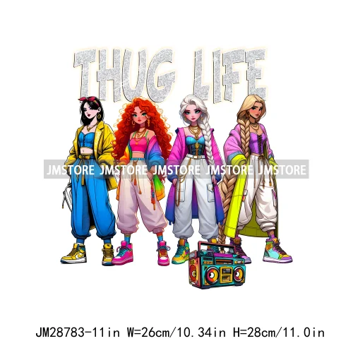 Thug Life Halloween Cartoon Character Scary Vibes Gangster Killer Decals Iron On DTF Transfer Sticker Ready To Press For Hoodies