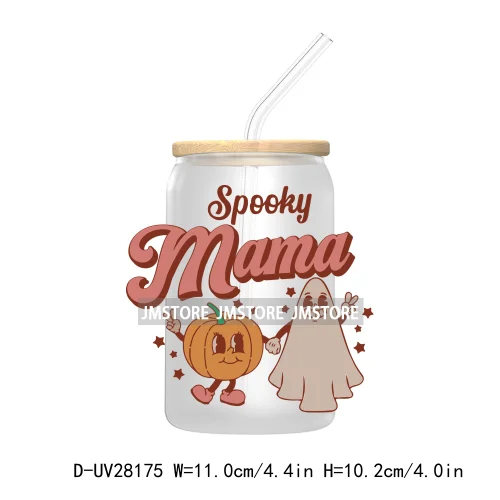 Spooky Ghost Boo Halloween Tis The Season UV DTF Transfer Stickers Decals For Libbey Cold Cup Mugs Tumbler Waterproof Book Ghoul