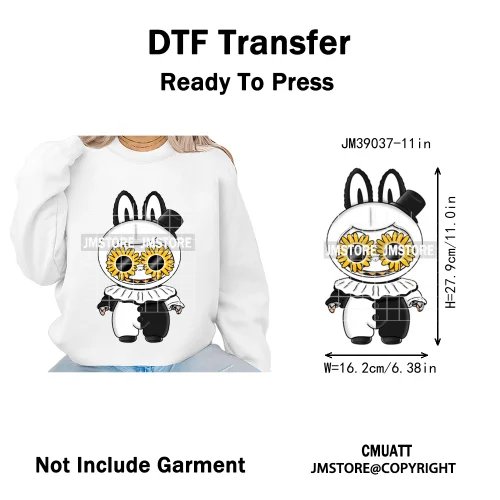 Horror Movie Character Cartoon Dolls Halloween Printing Iron on DTF Washable Transfers Stickers Ready to Press for Clothes Bags