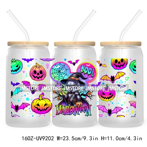 Boo Halloween Cartoon 16OZ UV DTF Cup Wrap Transfer Stickers Custom Labels Durable Waterproof For Libbey Glass Can Fall Pumpkin