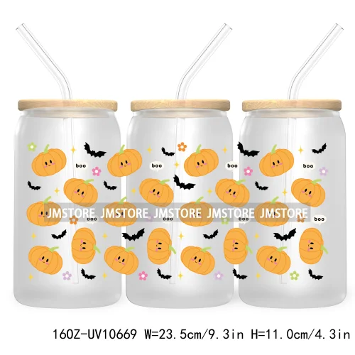 Fall Iced Coffee Cup Pumpkin Spice 16OZ UV DTF Cup Wrap Transfer Stickers Custom Labels For Libbey Glass Can Autumn Lover Gift