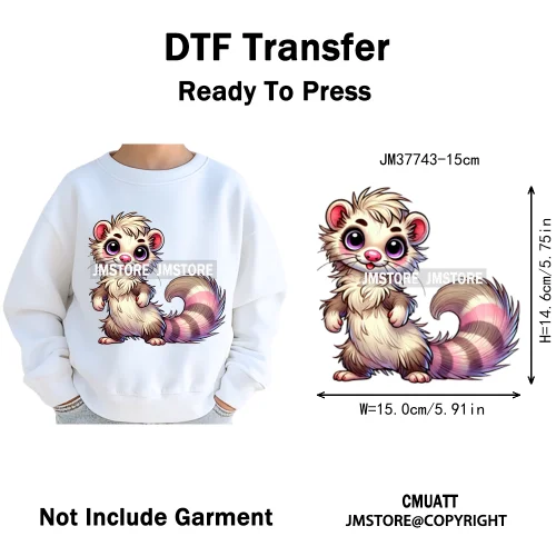 15cm 5.9in Kids Quirky Safari Cartoon Animal Iron On Transfers Stickers For Clothing DTF Printed Appliques Washable T-Shirts