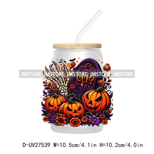 Candy Heart Spooky Ghost Halloween UV DTF Transfer Stickers Decals For Libbey Cold Cup Mug Tumbler Tis The Season Horror Pumpkin