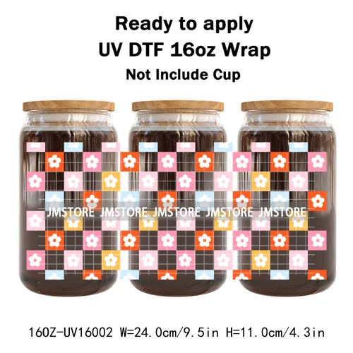 Floral Coquette Bow Strawberry Lemon Bookish UV DTF Wraps Transfer Sticker Waterproof Logo For 16OZ Libbey Glass Can Tumbler
