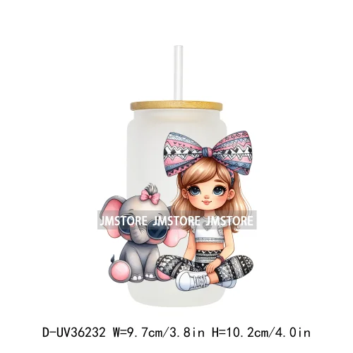 Pretty Girl With Animals UV Sticker Decals For Libbey Cold Cups Mugs Tumbler Transfer Stickers Waterproof High Quality Labels