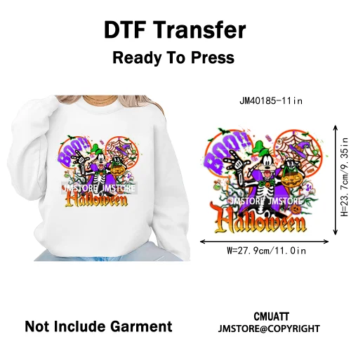 Cartoon Witches Princess Skull Animal Kids Love Characters Halloween Iron on DTF Transfers Stickers Ready to Press for T-shirts