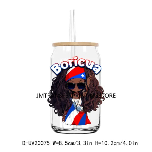 Hispanic Latin Urban Country Flag Girls UV DTF Transfers Stickers Decals For Libbey Cold Cups Mugs Tumbler Waterproof DIY Logo