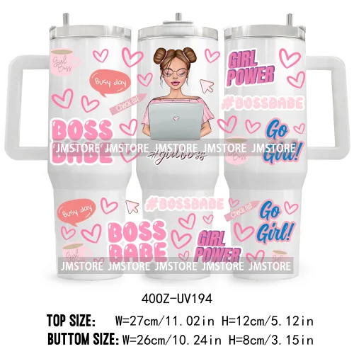 40OZ Tumbler Wrap Fashion Bossbabe Girl UV DTF Cup Wraps Transfer Stickers Custom Labels Durable Waterproof Logo Word Hard Lady