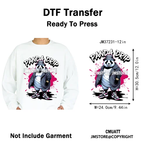 12in Cool Jungle King Beats Graffiti Hip Hop Animals Lover Iron on DTF Thermal Transfers Stickers Ready to Press for T-shirts