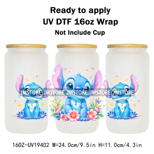 Tropical Cartoon Summer Vibes Splash UV DTF Wraps Transfer Sticker Waterproof High Quality For 16OZ Libbey Glass Can Tumblers