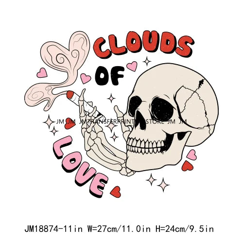 Hot All You Need Is Love Clouds Of Love Rose And Red Inside I'm Dead Skeleton Happy Valentines DTF Transfer Stickers For Clothes