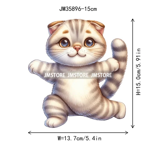 15cm 5.9in Kids Yoga Kungfu Cat Iron On Transfer Stickers For Clothes DTF Printed Vinyl Thermal Appliques Washable T-Shirt Decal