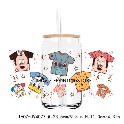 Hot Sale Movies Cartoon Princess UV DTF Sticker For 16OZ Libbey Glass Cup Can Wrap Transfer Sticker Custom Labels DIY Logo Kids