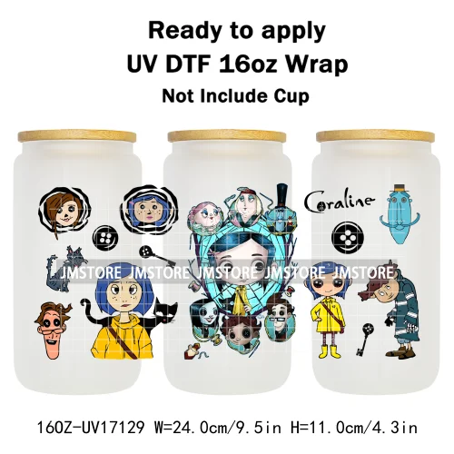 Coquette Bow Movie Eyes Buttons 16OZ UV DTF Cup Wraps Ready To Apply Waterproof Transfer Stickers For Libbey Glass Can Tumbler