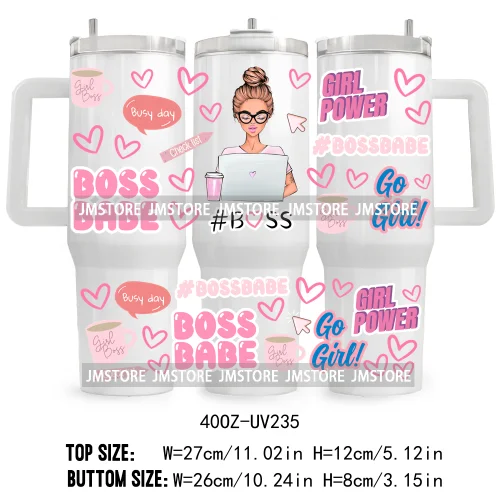 40OZ Tumbler Wrap Fashion Bossbabe Girl UV DTF Cup Wraps Transfer Stickers Custom Labels Durable Waterproof Logo Word Hard Lady