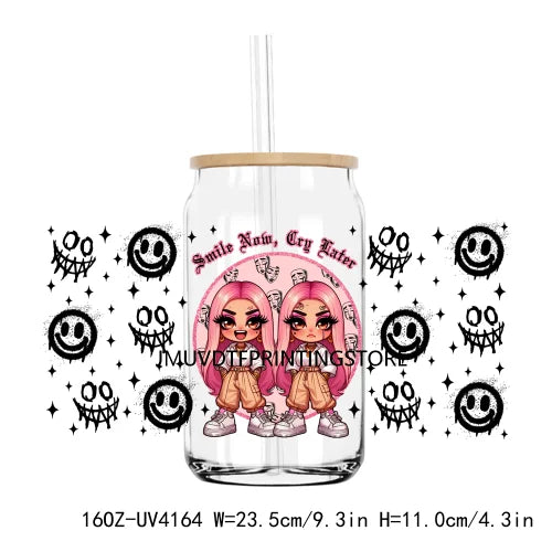 Spanish Mexican Valentines Day Couple UV DTF Sticker For 16OZ Libbey Glass Cup Can Wrap Transfer Sticker Custom Labels DIY Logo