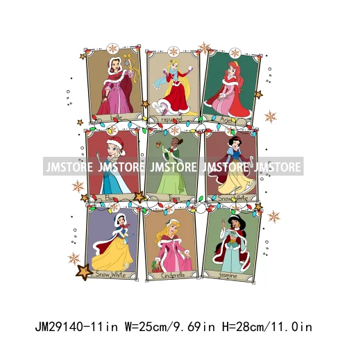 Cartoon Princess Jolly Tis The Season Christmas Party Best Day Ever Iron On DTF Transfers Stickers Ready To Press For T-shirts