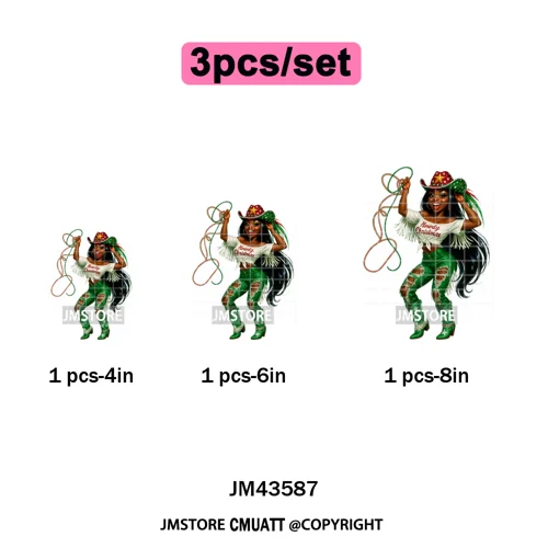 Western Cowgirl African Melanie Boots Howdy Christmas Iron on Washable DTF Heat Transfer Stickers Ready to Press for Hoodies Bag