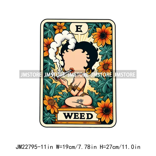 Funny The Weed Stoner Love Audacity Mom Tarot Cartoon Characters Iron On DTF Transfer Stickers Ready To Press For Hoodies