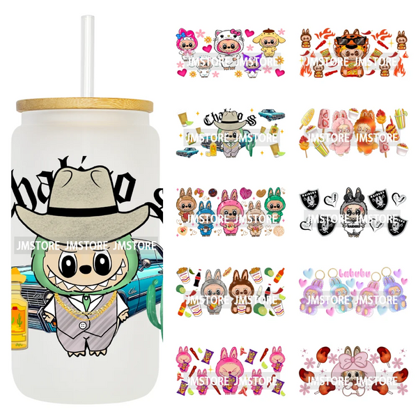 Cute Monster Doll Mexican Food Snacks UV DTF Wraps Transfer Stickers Waterproof High Quality For 16OZ Libbey Glass Can Tumbler