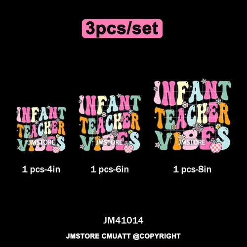 Daycare Teacher Life Inspire Love School Childcare Quotes Iron on Washable DTF Transfer Stickers Ready to Press for T-shirts Bag