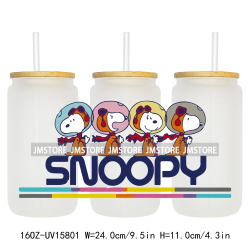 Cartoon Dogs Back To School UV DTF Wraps Transfer Sticker Selfadhesive Waterproof High Quality For 16OZ Libbey Glass Can Tumbler