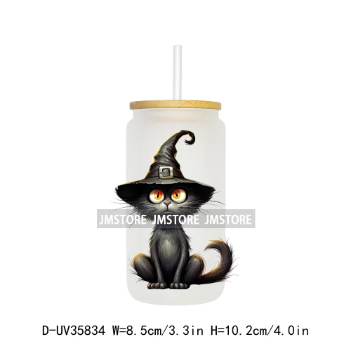 Cute Black Cats Halloween UV Sticker Decals For Libbey Cold Cups Mugs Tumbler Transfer Stickers Waterproof High Quality Prints