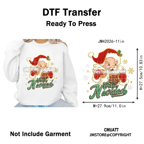 Tis The Season Pan Dulce Mexican Xmas Tuki Donkey Spanish Christmas Latin Iron on DTF Transfers Stickers Ready to Press for Text