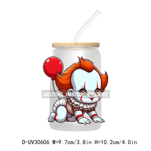 Horror Halloween Baby Girl Movie Killer UV DTF Transfer Sticker Decals For Libbey Cold Cup Mug Tumbler High Quality Cartoon Bear