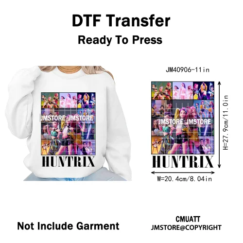 Music Kpop Group Lover Anime Fans Boys Girls Hunters Inspired Iron on DTF Washable Transfers Sticker Ready to Press for Clothing