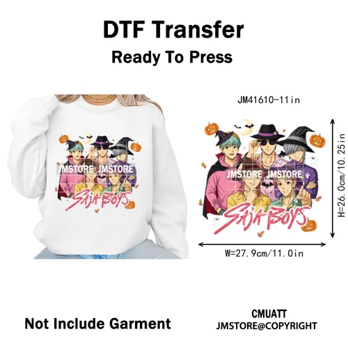 In My Boys Era Ghost Cartoon Anime Movie Kpop Halloween Vibes Iron on DTF Washable Transfers Stickers Ready to Press for Hoodies