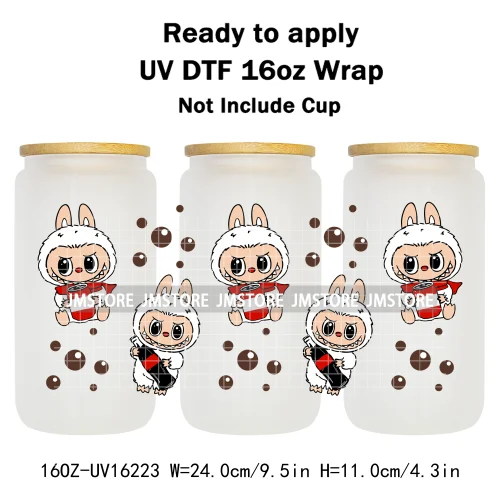 Laboo Cute Cartoon Monsters Soda Coquette UV DTF Stickers Ready To Transfer Cup Wrap Custom Labels For Libbey Can Glass Tumbler
