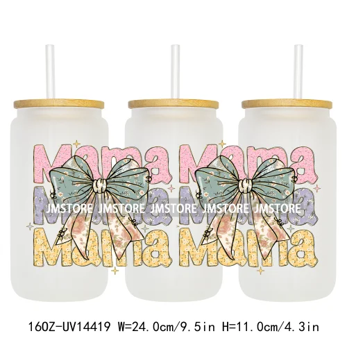 Floral Best Mom Ever Mama Life UV DTF Wraps Transfer Sticker Selfadhesive Waterproof For 16OZ Libbey Glass Can Tumbler