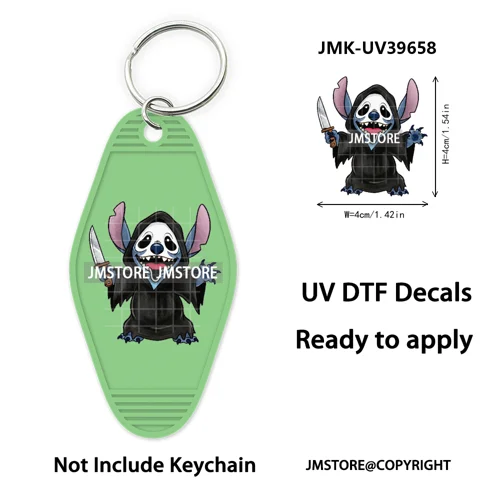 Horror Cartoon Halloween Pumpkin UV DTF Motel Keychain Decals Ready To Ship Durable Transfer Stickers Prints For Hotel Keychain