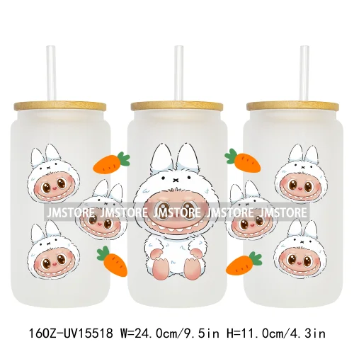 Coquette Bow Kids Cartoon Doll Characters UV DTF Cup Wraps Ready To Apply Waterproof Transfer Stickers For 16OZ Libbey Glass Can
