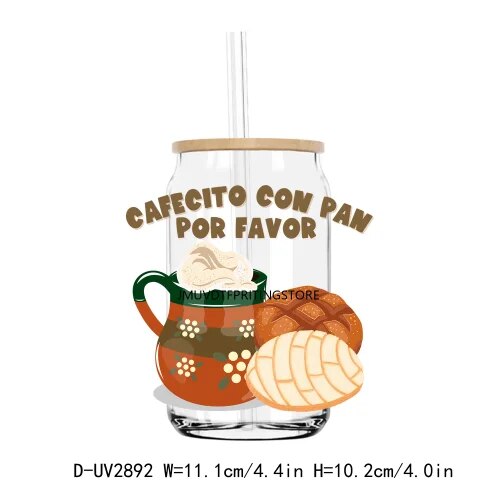 But First Cafecito Y Chismecito UV DTF Transfers Stickers Decals For Libbey Cold Cups Mugs Tumbler Waterproof DIY Craft