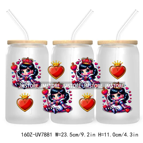 Cute Baby Princess Queen 16OZ UV Cup Wrap DTF Transfer Stickers For Libbey Glass Can Cups Tumbler Waterproof Labels Best Friends