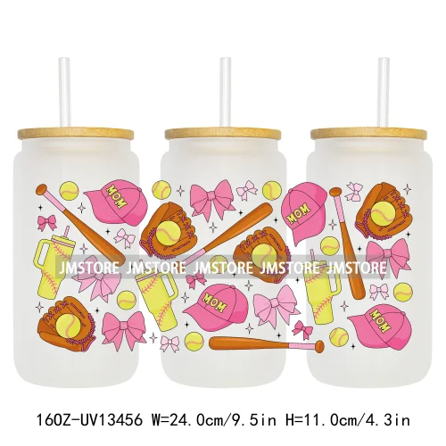 Coquette Baseball Mom Sports UV DTF Stickers Ready to Transfer Cup Wrap Custom Label DIY Craft For Libbey Can Glass Tumbler Mug
