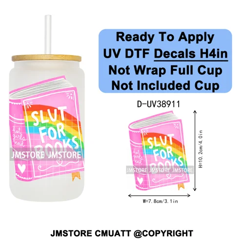 Fantasy Book Lover Gifts Positive Quotes UV DTF Decals Ready To Apply Waterproof Transfer Stickers For 16OZ Libbey Glass Can Cup