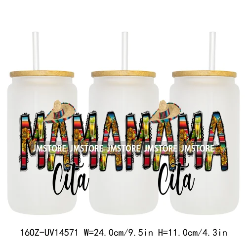 Howdy Western Mama Cowhide UV DTF Wraps Transfer Sticker Selfadhesive Waterproof High Quality For 16OZ Libbey Glass Can Tumbler