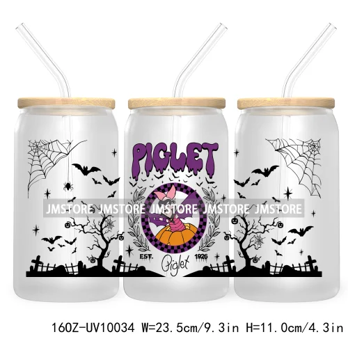 Mouse And Friends Halloween 16OZ UV DTF Cup Wrap Transfer Stickers Custom Labels Cartoon Spooky Season Bat For Libbey Glass Can