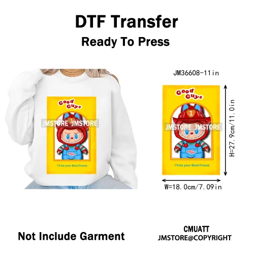 New Coquette Cartoon Monster Friends Costume Girly Kids Love Iron On DTF Transfer Stickers Designs Ready To Press for Clothing