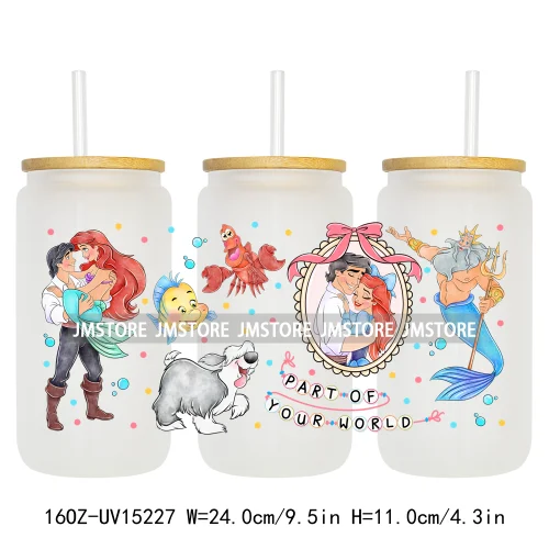 Princess Cartoon Magical Mirror Bow UV DTF Stickers Ready to Transfer Cup Wrap Custom Labels For Libbey Can Glass Tumblers Mugs