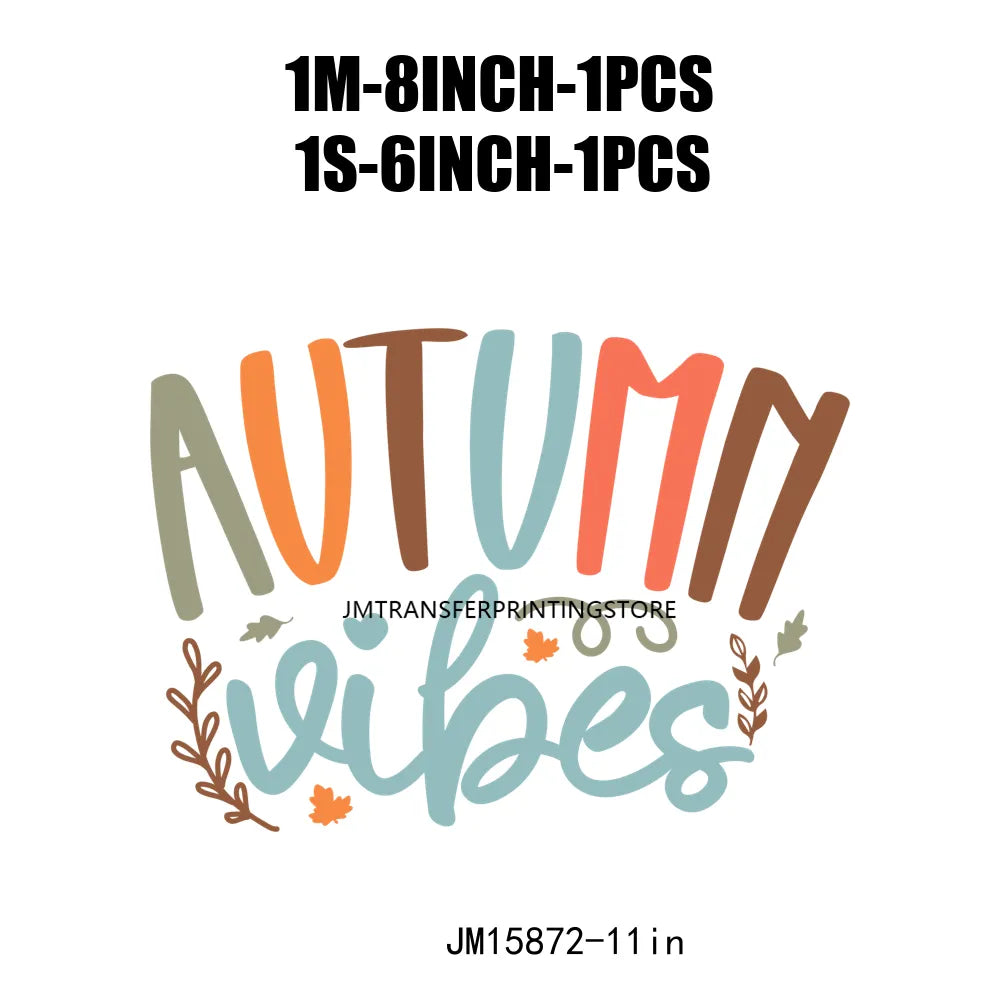 Hello Pumpkin Sweaters Bonfires DIY Logos Fall In The Air Autumn Vibes Iron On DTF Transfer Decals Ready To Press For T-Shirts