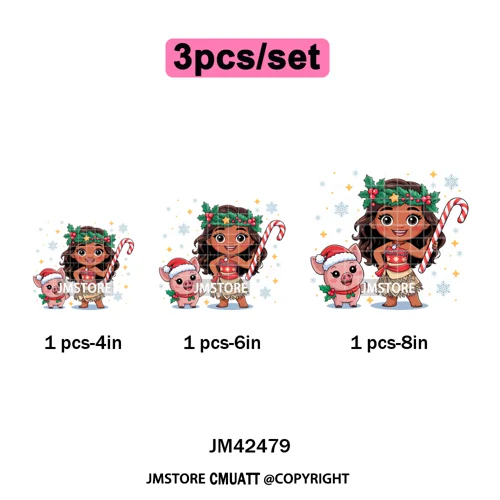 Cute Cartoon Movie Princess Christmas Winter Girly Kids Holiday Iron on DTF Washable Transfer Sticker Ready to Press for Clothes