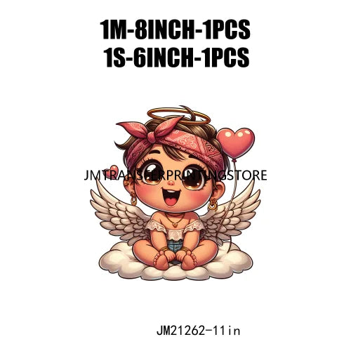 Sweet Pink Valentine's Angel Baby Concha Designs Kids Love Heat Transfer Stickers Ready To Press For T-shirts